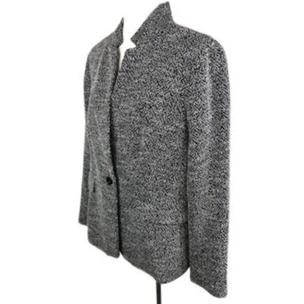 Talbots Women's Blazer Jacket XL Black Gray Tweed Career Work Business Size XL‎